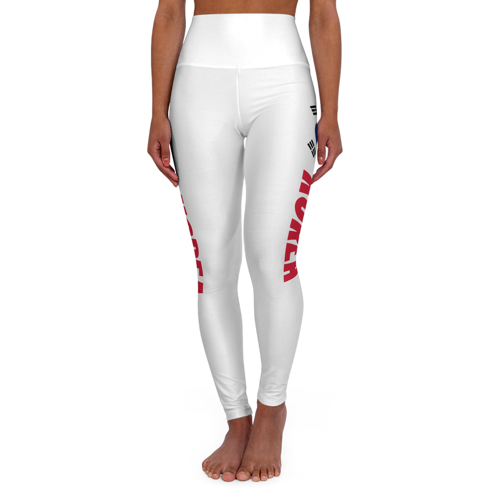 Korean Flag Leggings, White High Waisted Yoga Leggings, Korean Soccer, South Korea football leggings, Korean National Team, Korean Tiger