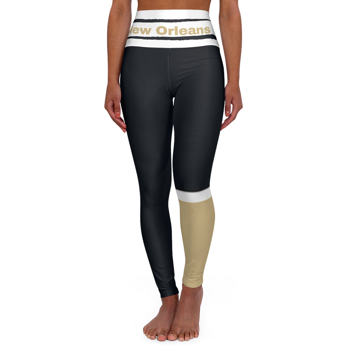 New Orleans Football Themed High Waisted Yoga Leggings