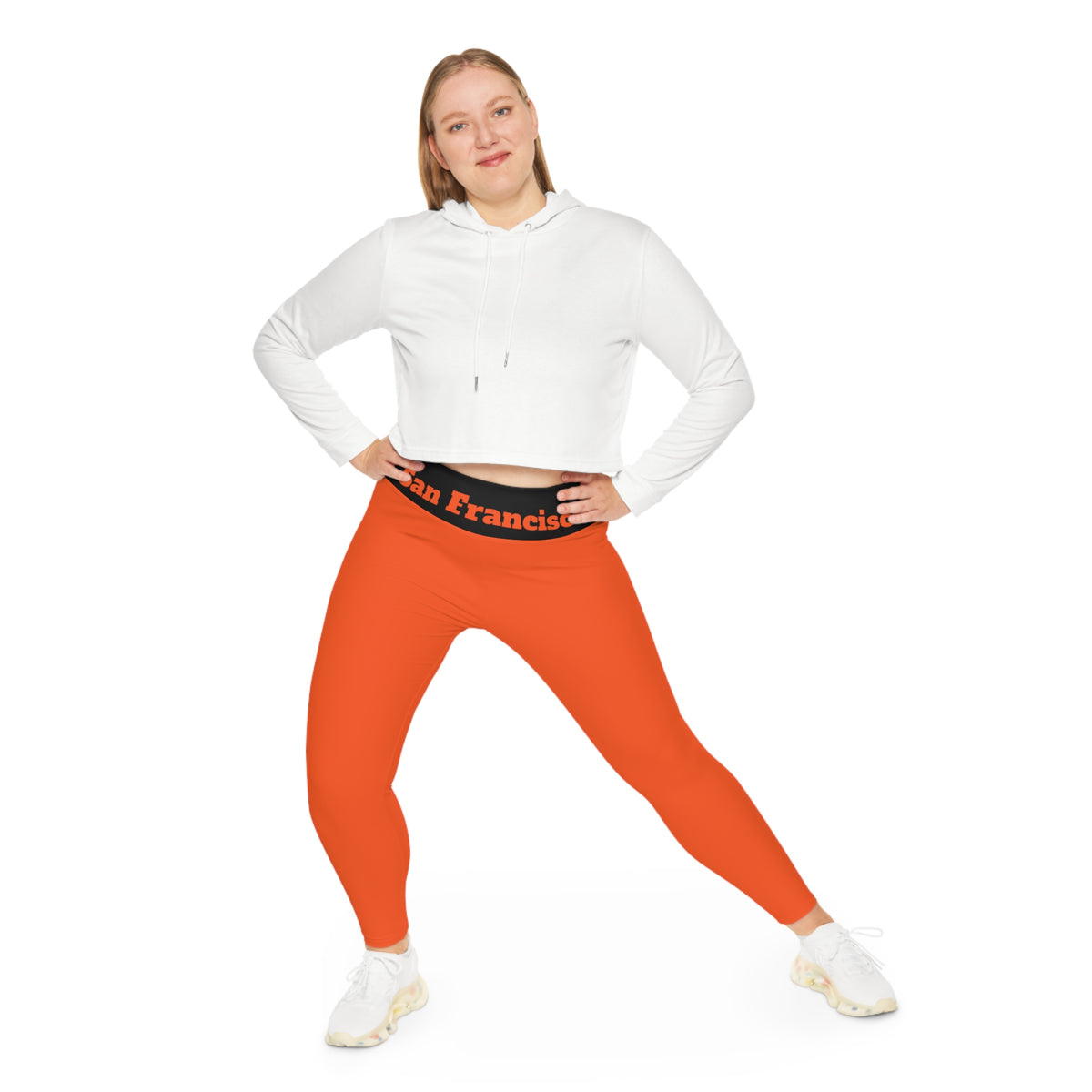 San Francisco Plus Size Leggings, Orange and black leggings, san francisco baseball themed leggings, game day, baseball fan leggings, gift