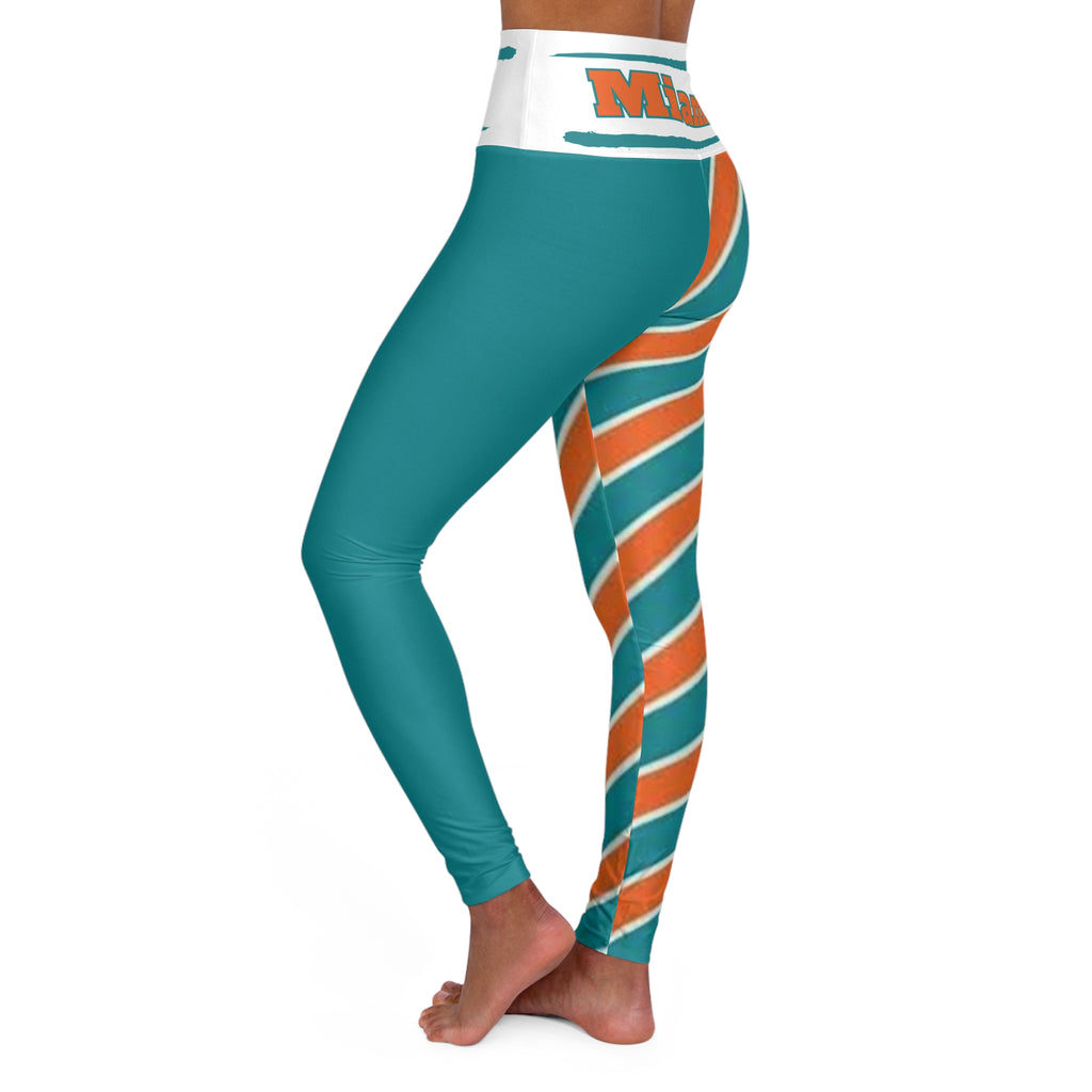 Miami Football Themed High Waisted Yoga Leggings