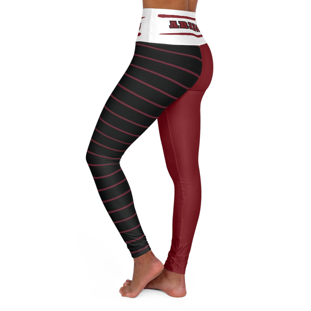 Arizona Football Themed High Waisted Yoga Leggings, Women's Cardinals leggings, Cardinals football fan pants, cute leggings, gift for her