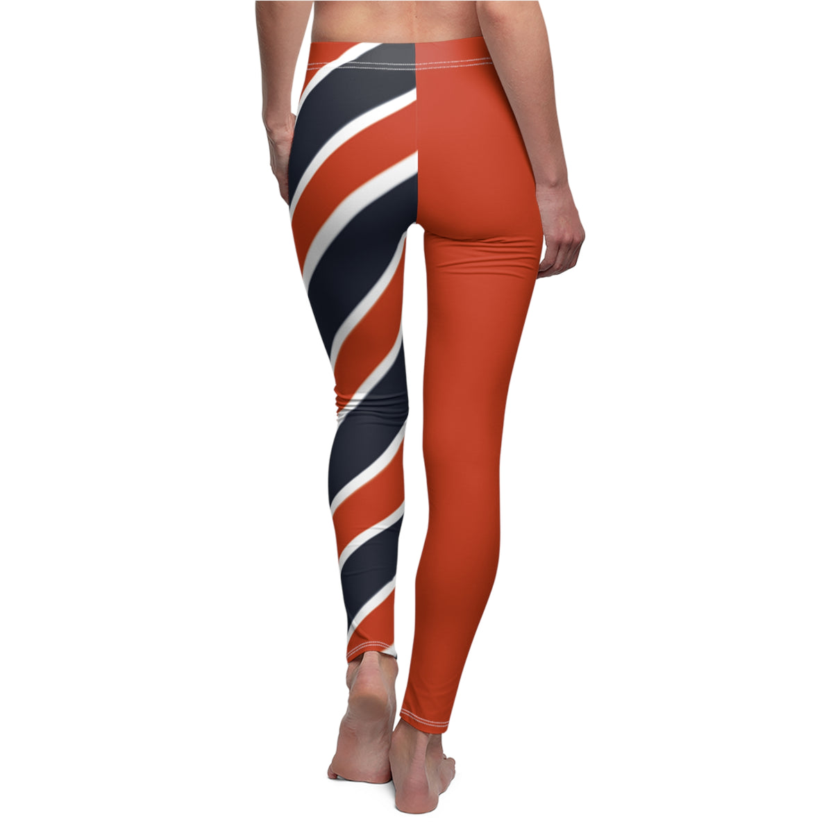 Orange and Blue Women's Casual Leggings with Stripes, Chicago Football Themed Leggings, Cute yoga pants, Perfect for gameday, Gift for Her