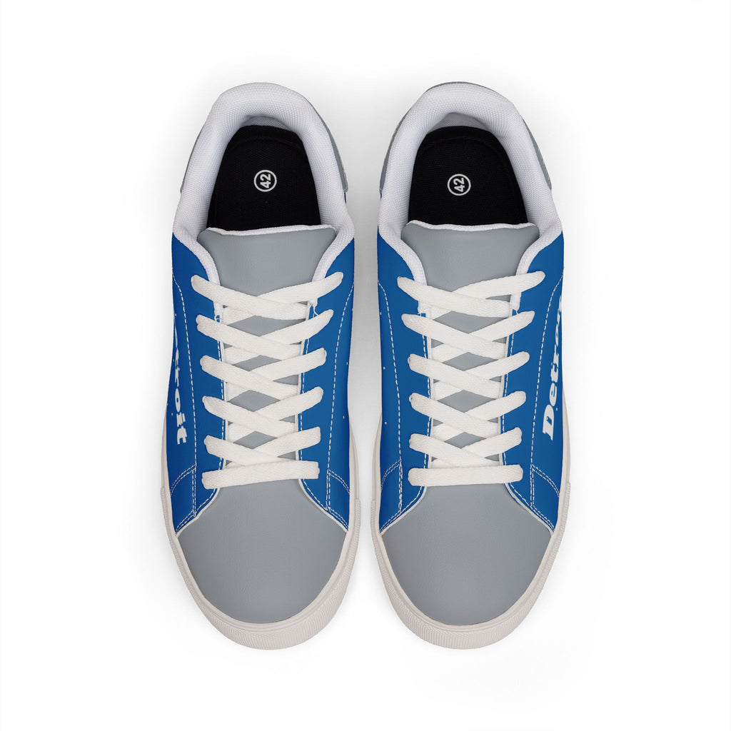Detroit Football Themed Sneakers, Low-Top Leather Sneakers, Blue and Grey shoes, Football fan shoes, Men's Shoes, tennis shoes, gift