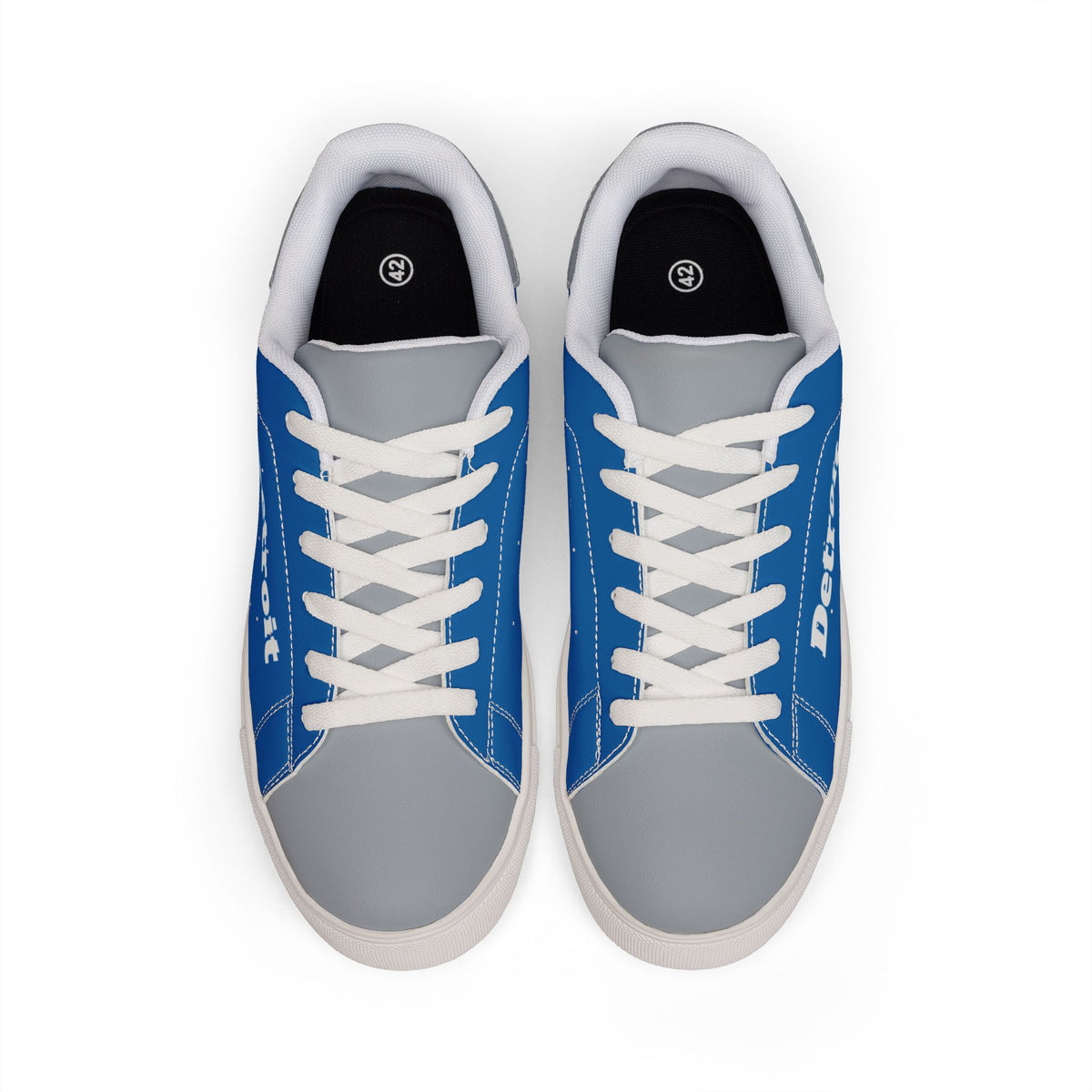 Detroit Football Themed Sneakers, Low-Top Leather Sneakers, Blue and Grey shoes, Football fan shoes, Men's Shoes, tennis shoes, gift