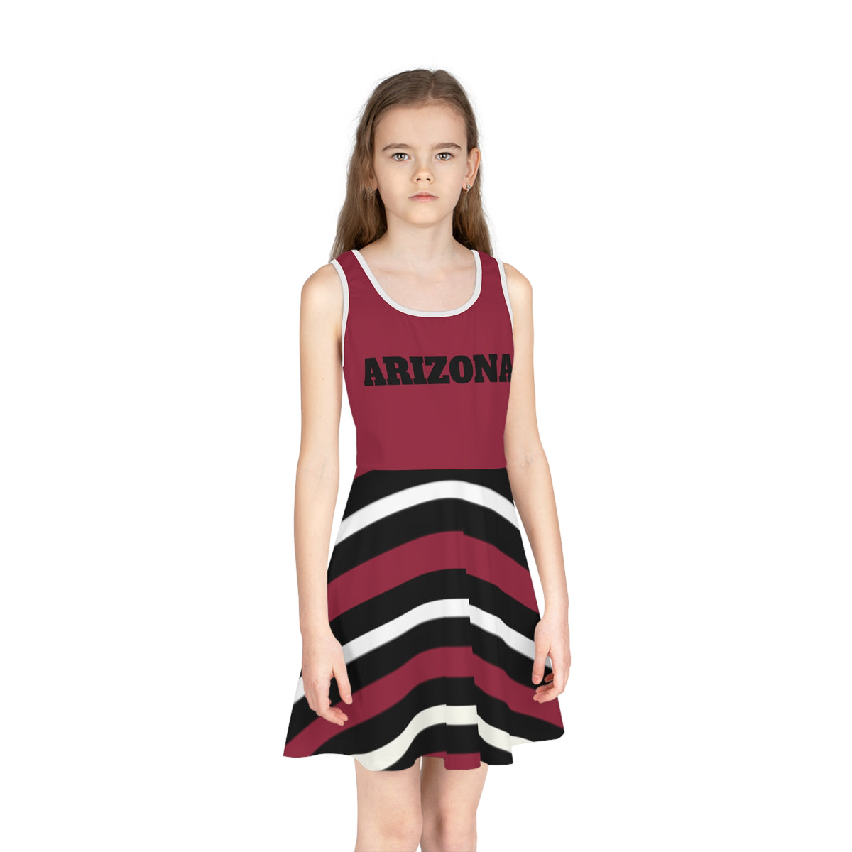 Red and Black striped girls dress, Arizona Football themed dress, Toddler dress, game day outfit, Matching Dress, Christmas gift