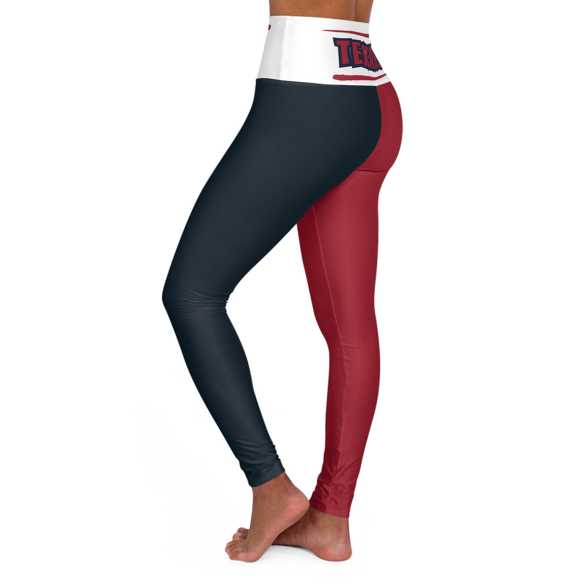 Red and Blue football themed High Waisted Yoga Leggings, texans leggings, Women's Leggings, cute yoga pants, gift