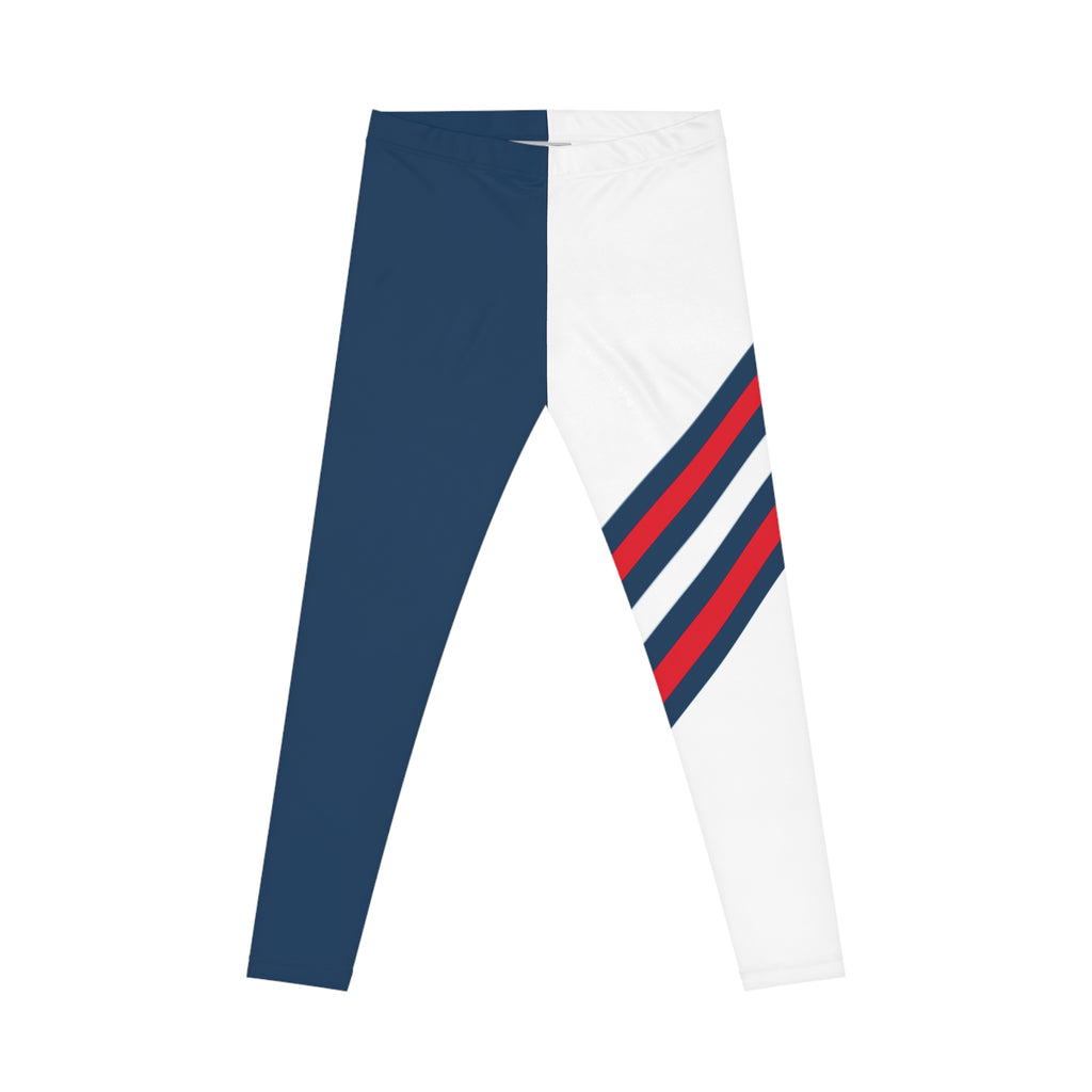 Red, white and blue striped Women's Leggings,  Cleveland baseball themed leggings, Women's casual leggings,  cute yoga pants, gift
