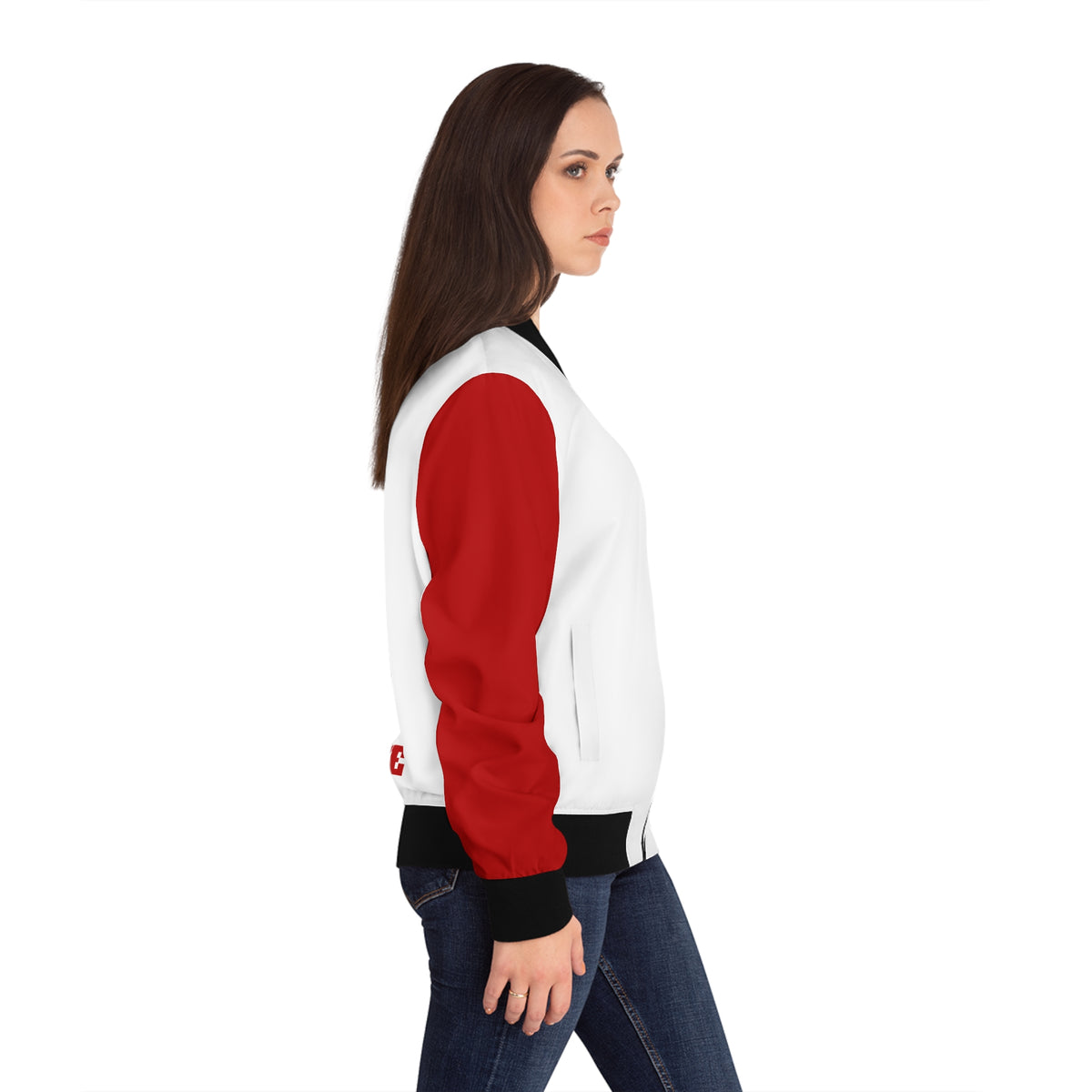 Red and White Women's Bomber Jacket, Game Day Jacket, Ohio State Themed, College Sports Fashion, Tailgating Outfit, Gift