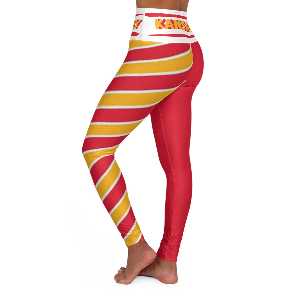 Kansas City Football Themed High Waisted Yoga Leggings
