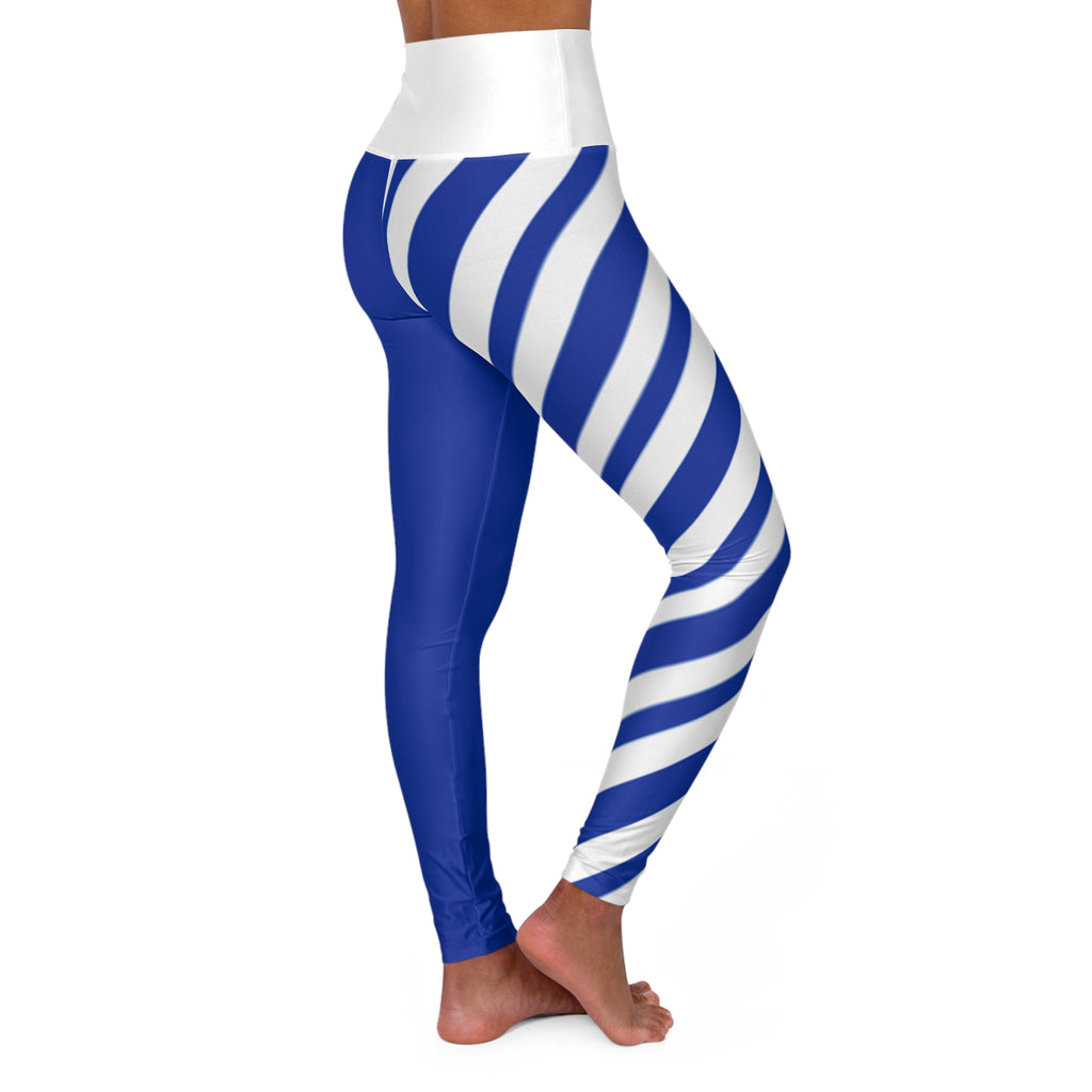 Blue and White Striped High Waisted Yoga Leggings, University of Kentucky Themed Leggings, Women's Leggings, School Spirit, Gift