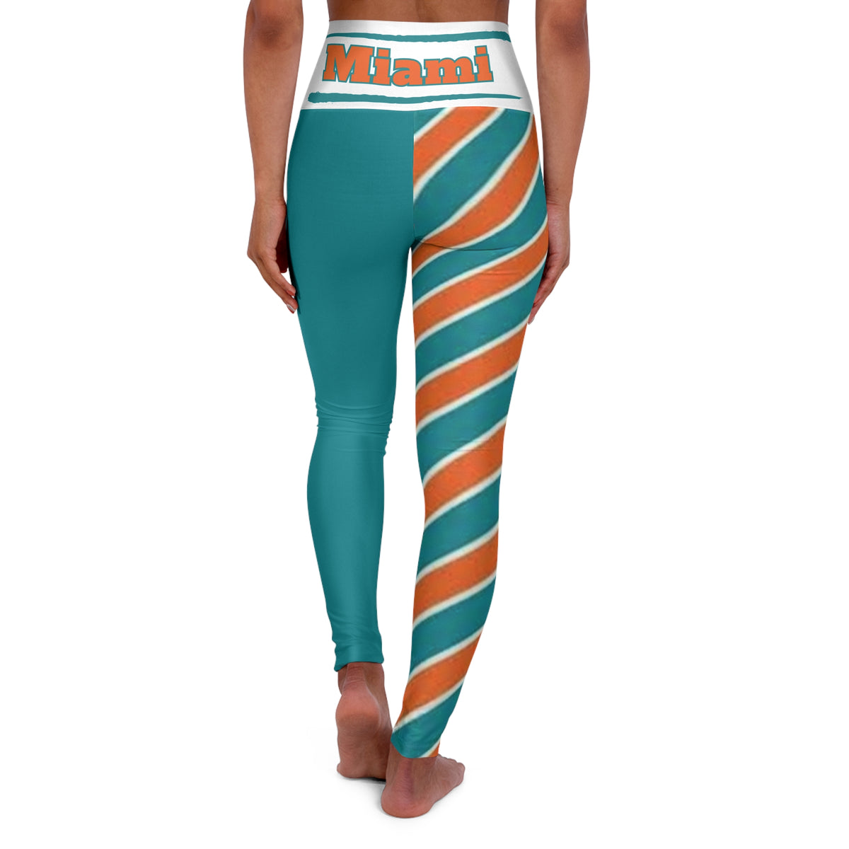Miami Football Themed High Waisted Yoga Leggings