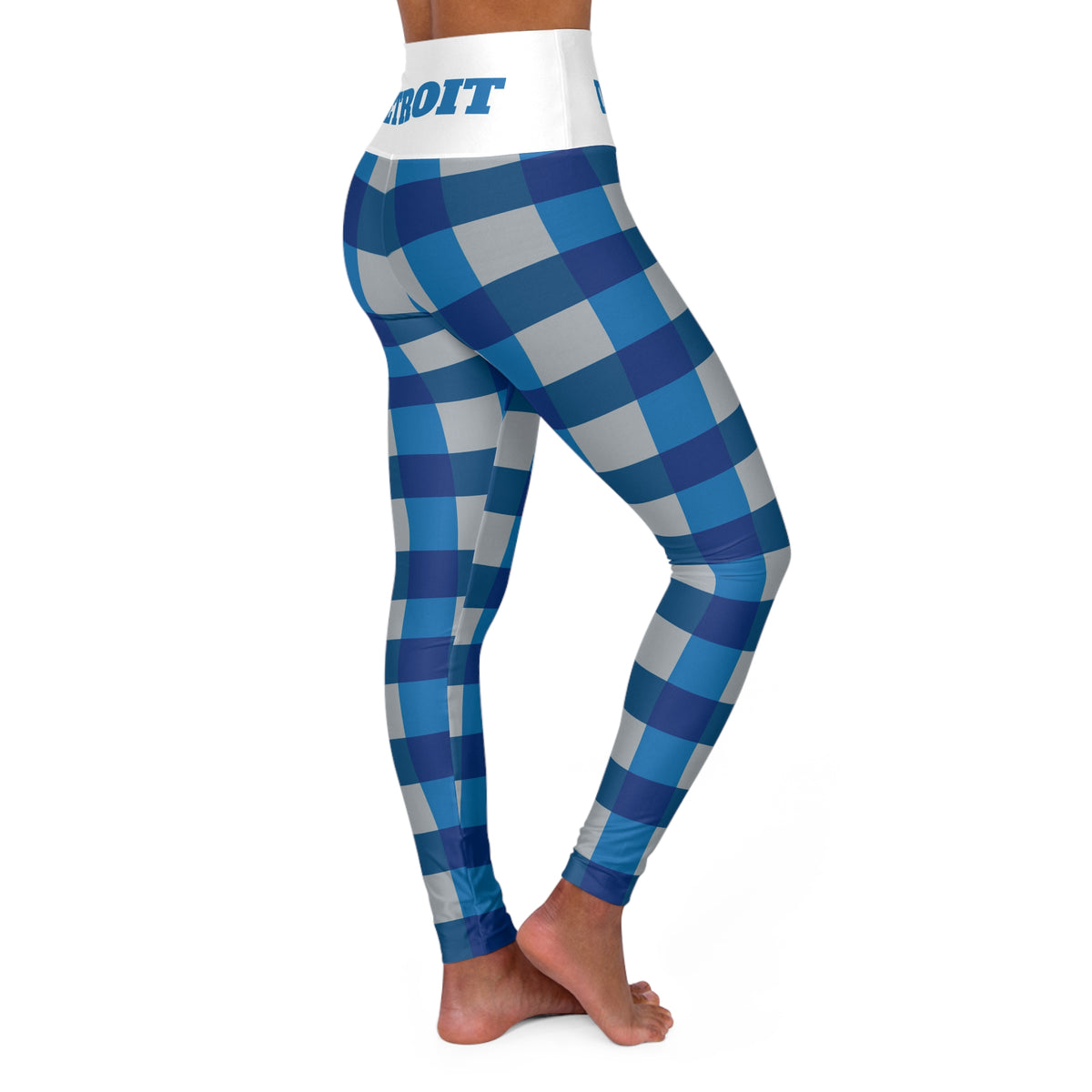 Blue, Grey, and White leggings, Detroit Football Themed Leggings, Football fan leggings, Detroit Fan gear, Women's Leggings, Gift