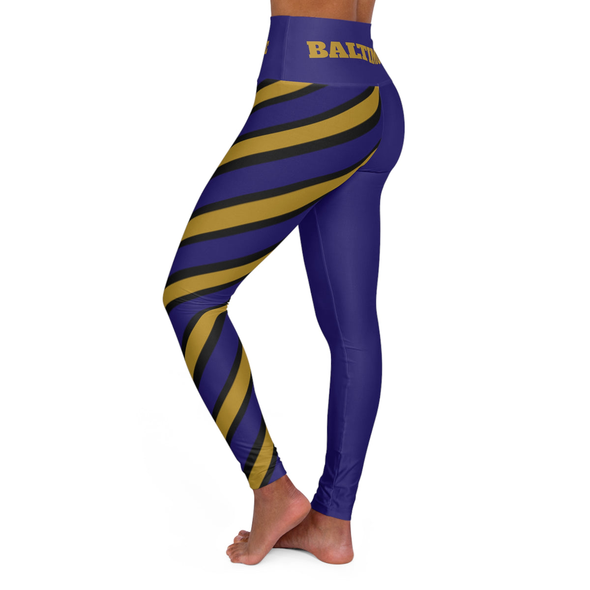 Purple and Gold High Waisted Yoga Leggings, Sporty yoga pants, Baltimore Themed Leggings, game day pants, gift for her, football fan