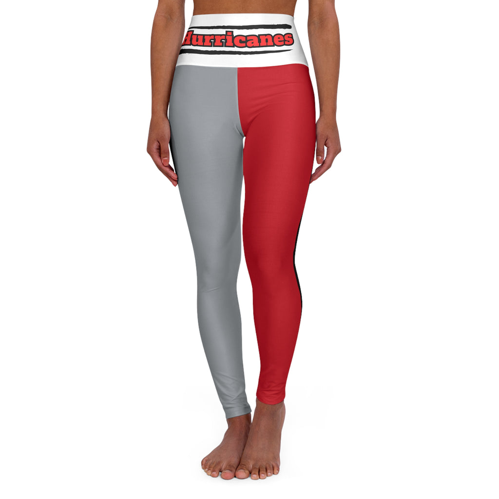Carolina Hockey Themed High Waisted Yoga Leggings, Women's Hurricanes leggings, Cute leggings, Yoga Pants
