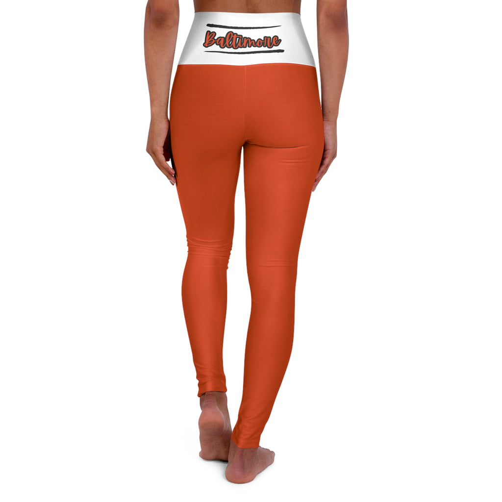 Orange and black High Waisted Yoga Leggings, Baltimore leggings, Baltimore baseball fan leggings, cute yoga pants, gift