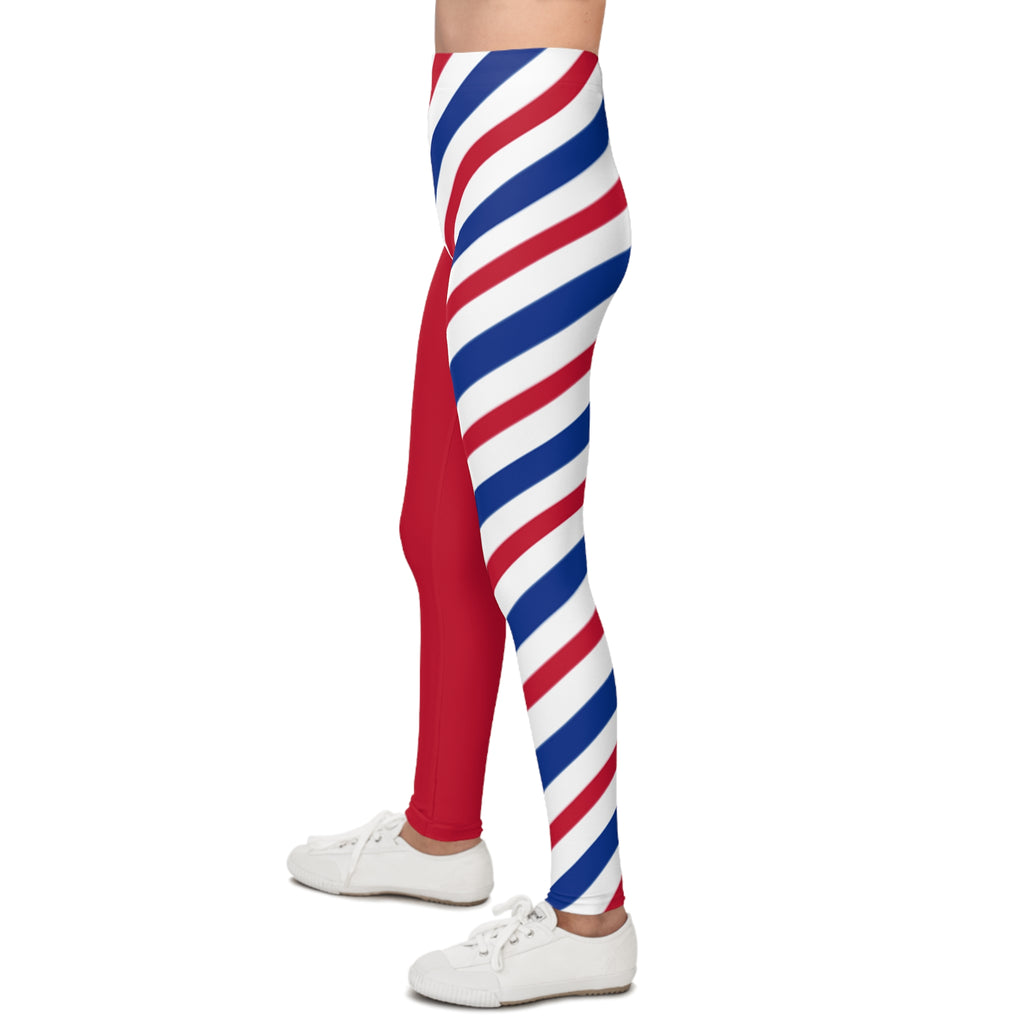 Red white and blue striped Youth Leggings, buffalo football themed, matching leggings, 4th of july leggings, mommy and me matching leggings