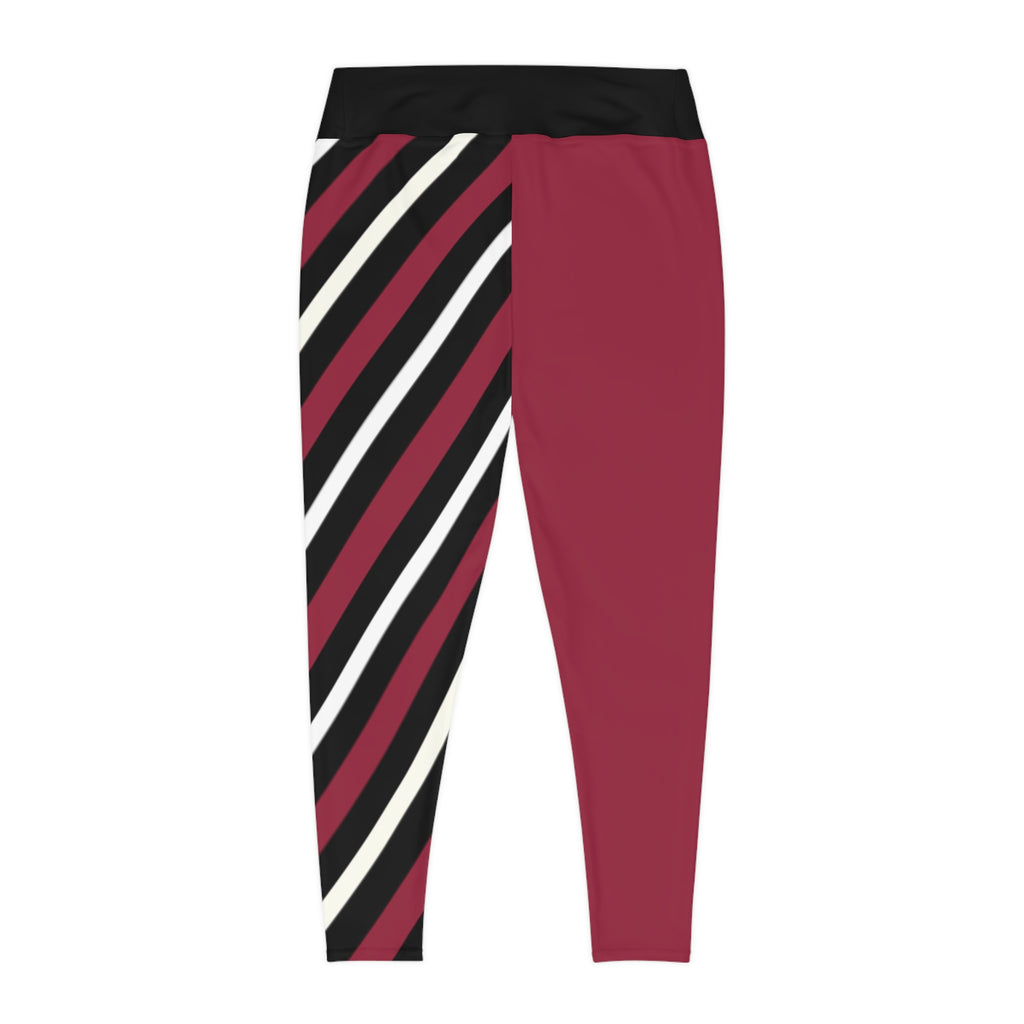 Stylish Plus Size Leggings with Red, Black and White Stripes, Arizona Football Themed Leggings, Plus Size Apparel, Cute Leggings, Gift