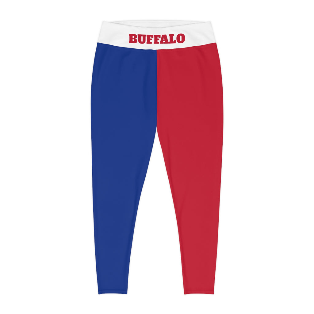 Buffalo Football Themed Plus Size Leggings, Red white and blue leggings, Plus Size, Casual Wear, Color-blocked Leggings, Gift, 4th of july