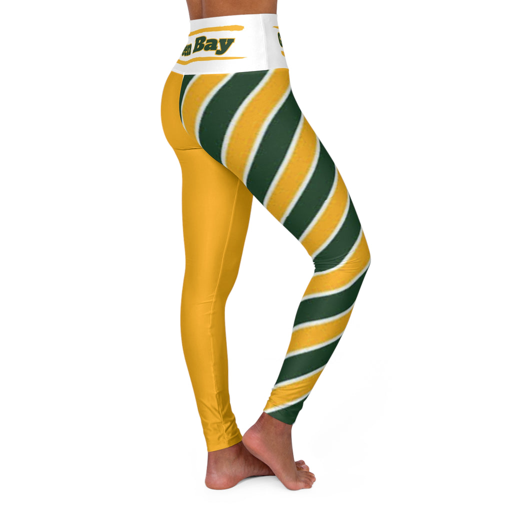 Green Bay Football Themed High Waisted Yoga Leggings, Women's Leggings,  Leggings, green bay pants, gift, green bay football items