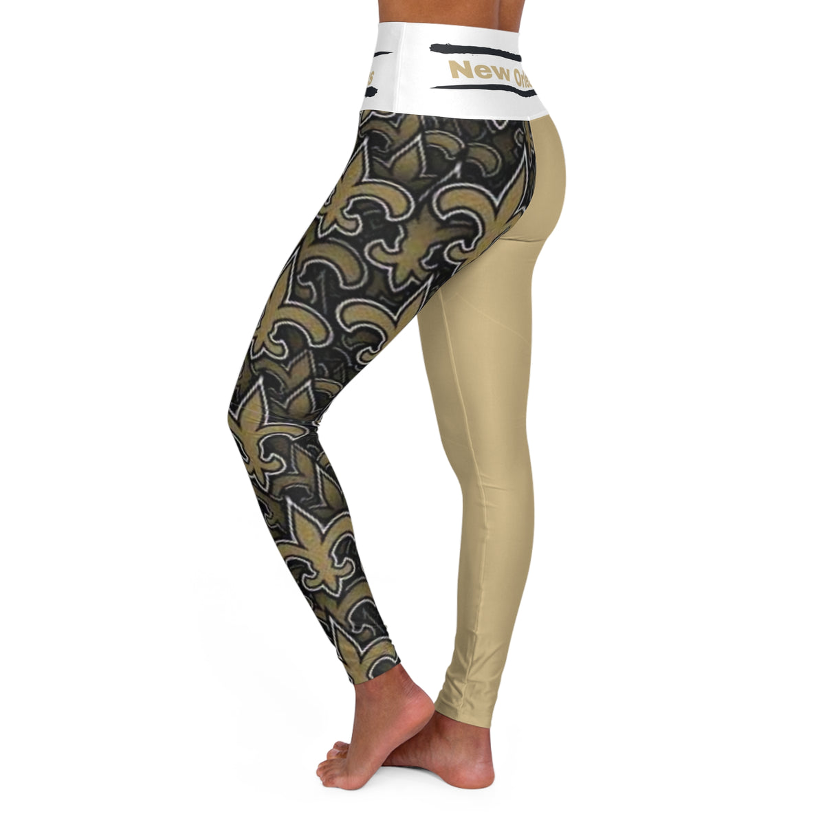 New Orleans Football Themed High Waisted Yoga Leggings