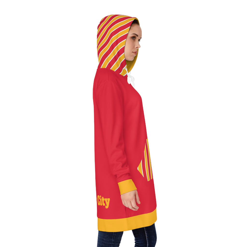 Red and Gold Women's Hoodie Dress, Kansas City Football Themed sweater dress, cute hoodie, KC Hoodie, Kansas City Hoodie, gift