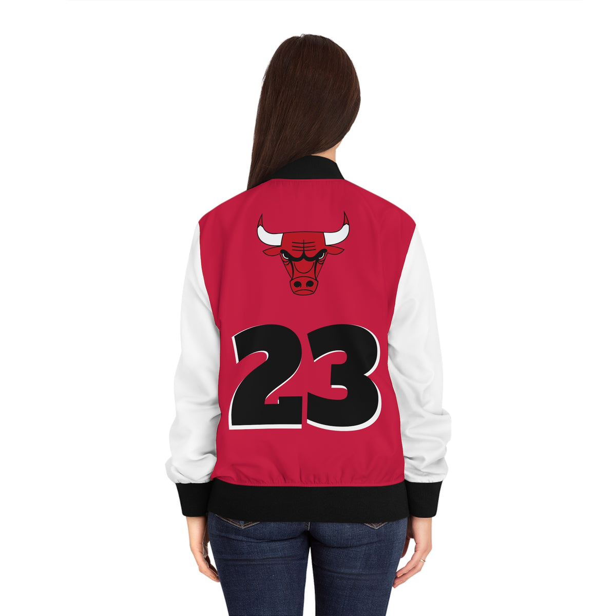 Red and Black Women's Bomber Jacket, Vintage Bulls Jacket, Bulls coat, cute bomber jacket, Women's jacket, basketball, gift