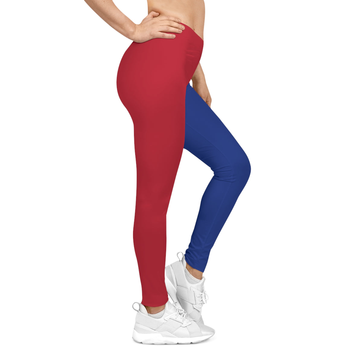 Red and blue Color Block Leggings, buffalo football themed leggings, Casual Yoga Pants, 4th of july leggings, patriotic, women's leggings