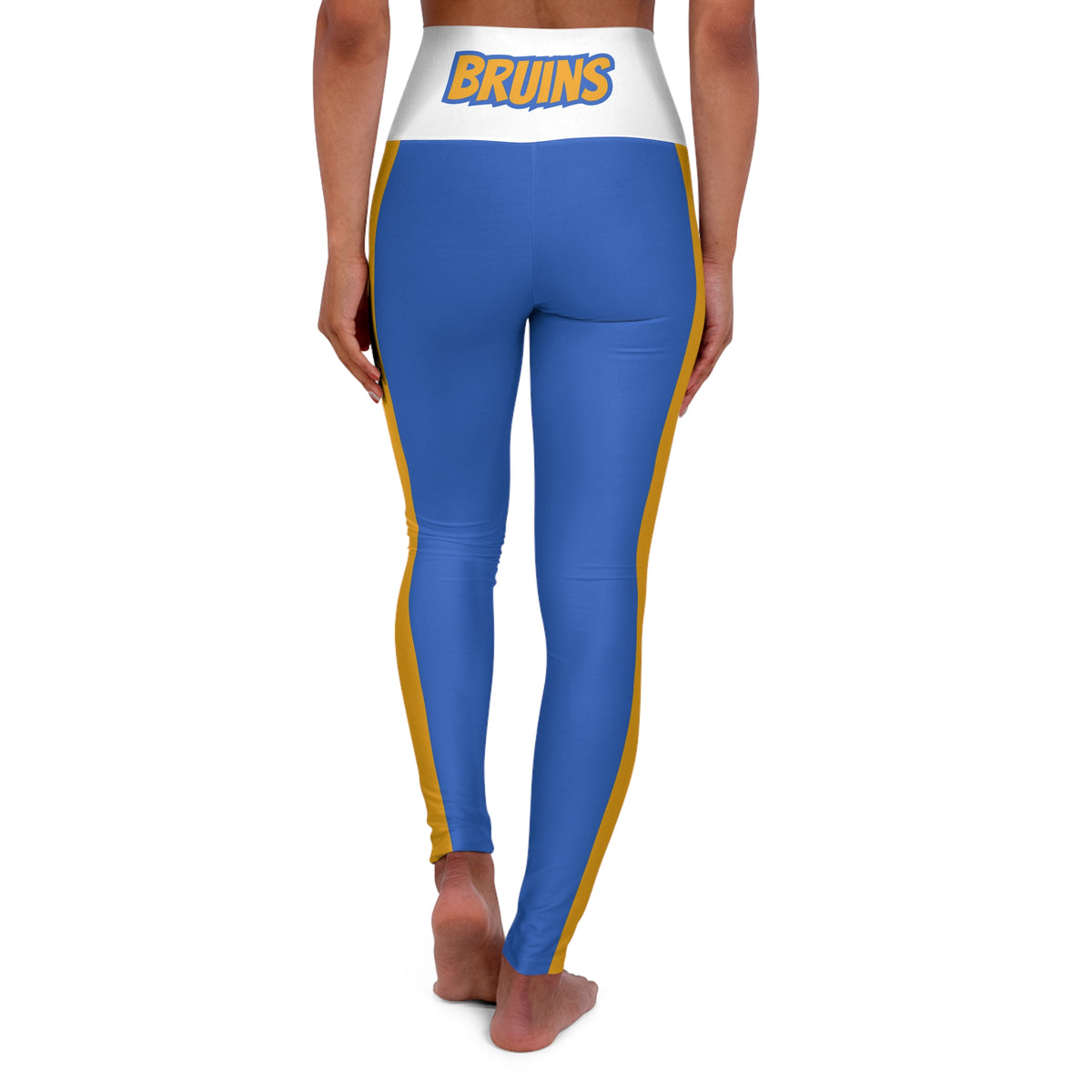 Blue and gold High Waisted Yoga Leggings, Bruins Themed leggings,  Women's leggings, cute leggings, cute yoga pants, gift, alumni gift