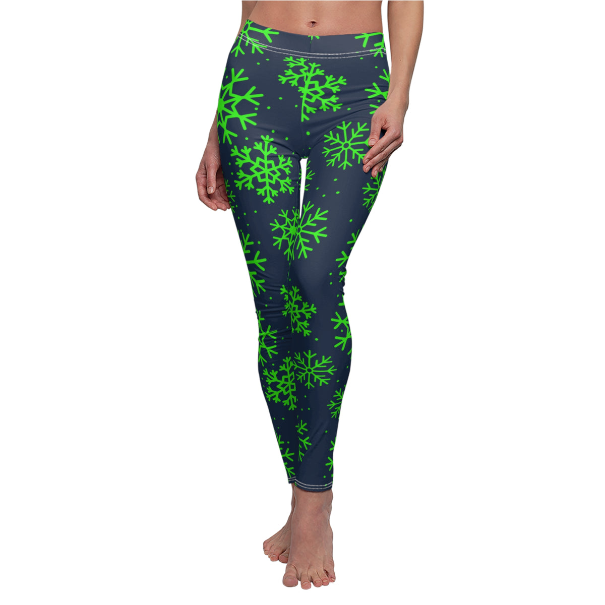 Blue and Green Snowflakes Leggings, Women's Christmas Leggings, Seattle football themed pants, Winter yoga pants, Holiday leggings, Gift