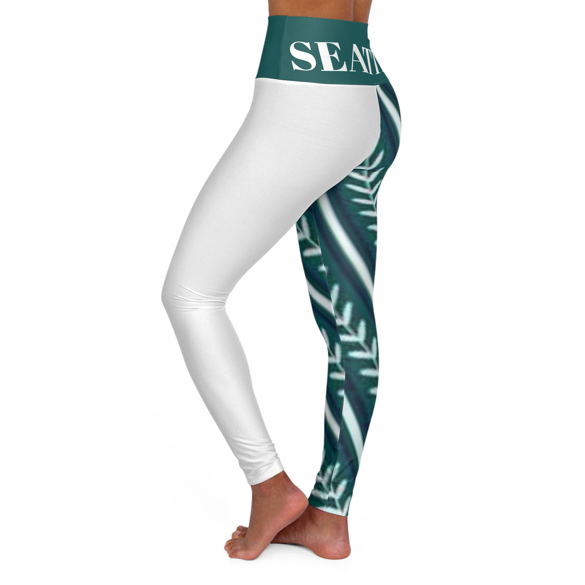 Seattle Baseball Themed Women's High Waisted Yoga Leggings