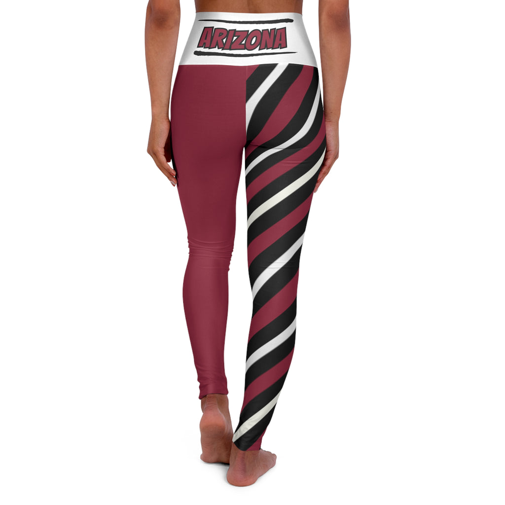 Red, Black and White Striped High Waisted Yoga Leggings, Arizona Football Themed Leggings, Cute Leggings, Great for Layering, Gift