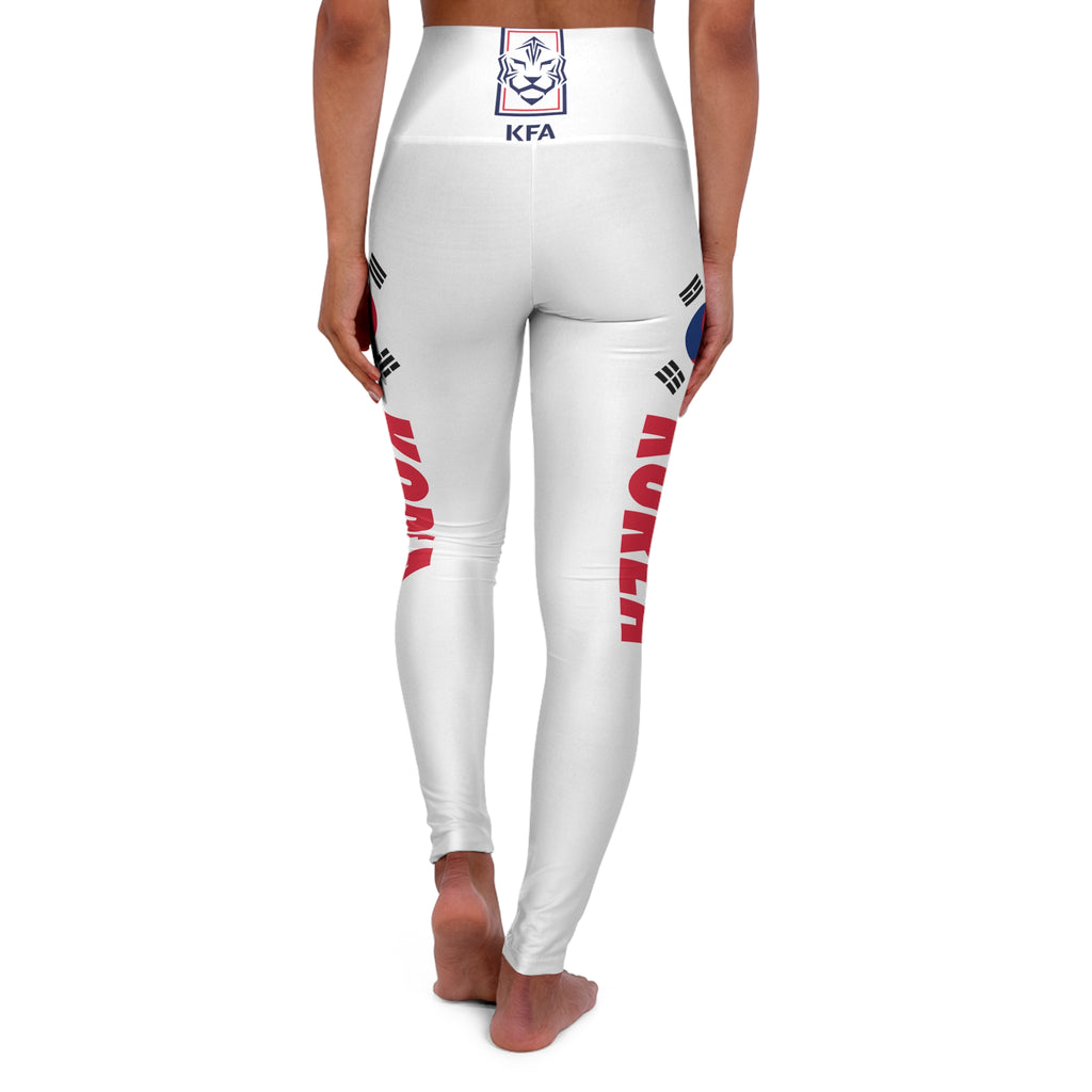 Korean Flag Leggings, White High Waisted Yoga Leggings, Korean Soccer, South Korea football leggings, Korean National Team, Korean Tiger