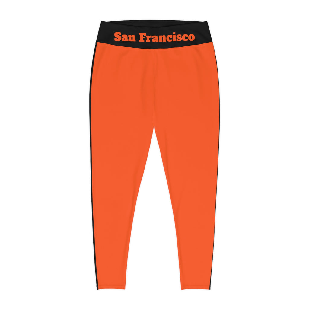 San Francisco Plus Size Leggings, Orange and black leggings, san francisco baseball themed leggings, game day, baseball fan leggings, gift
