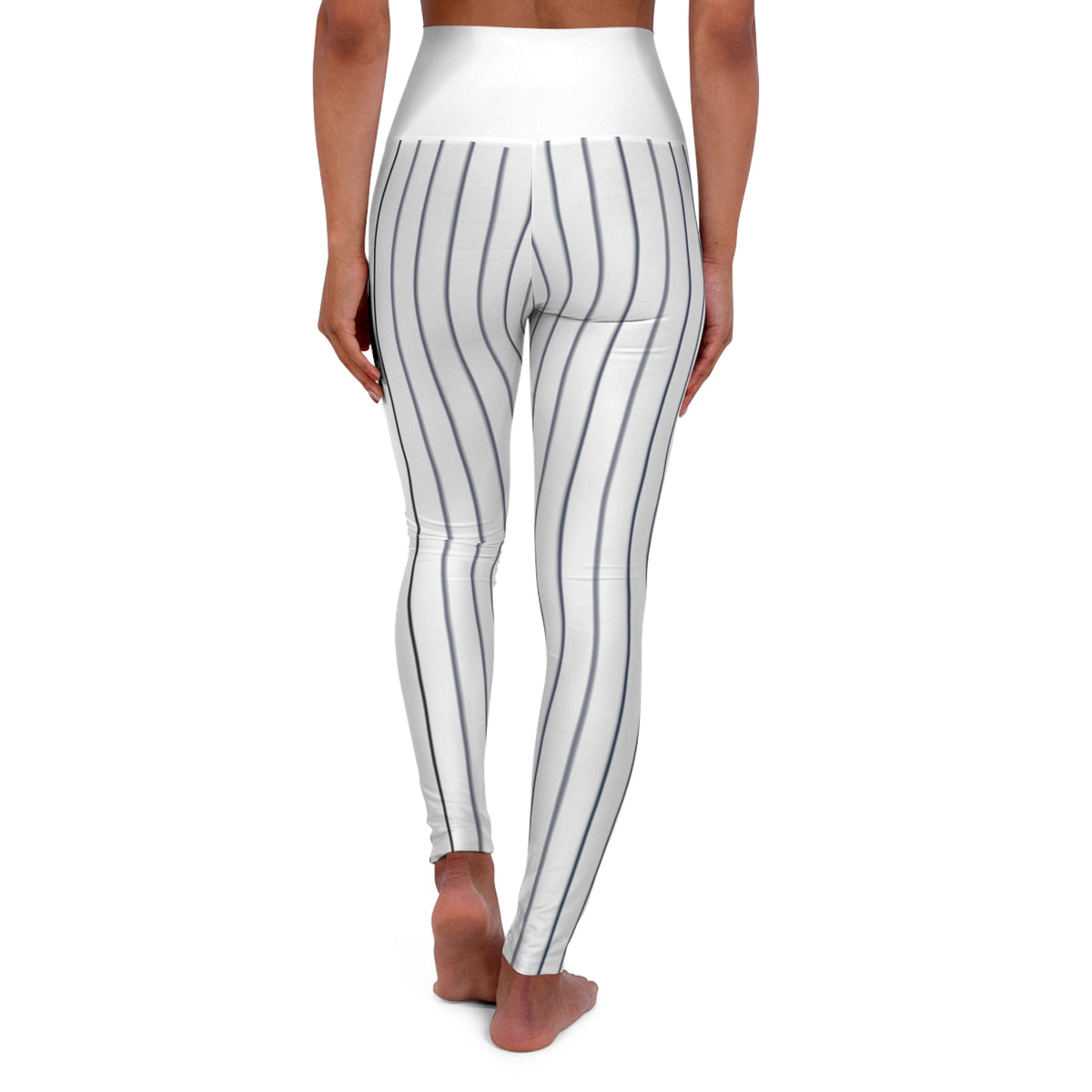 Black and White Striped High Waisted Yoga Leggings, Chicago Baseball Themed leggings, Women's Leggings, Cute Yoga Pants, Baseball Fan Pants