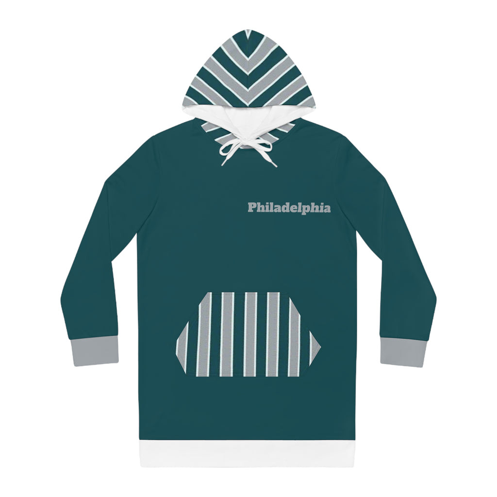 Green and Grey Women's Hoodie Dress, Philadelphia Football Themed sweater dress,  Philadelphia Women's hoodie,  cute sweater dress, gift