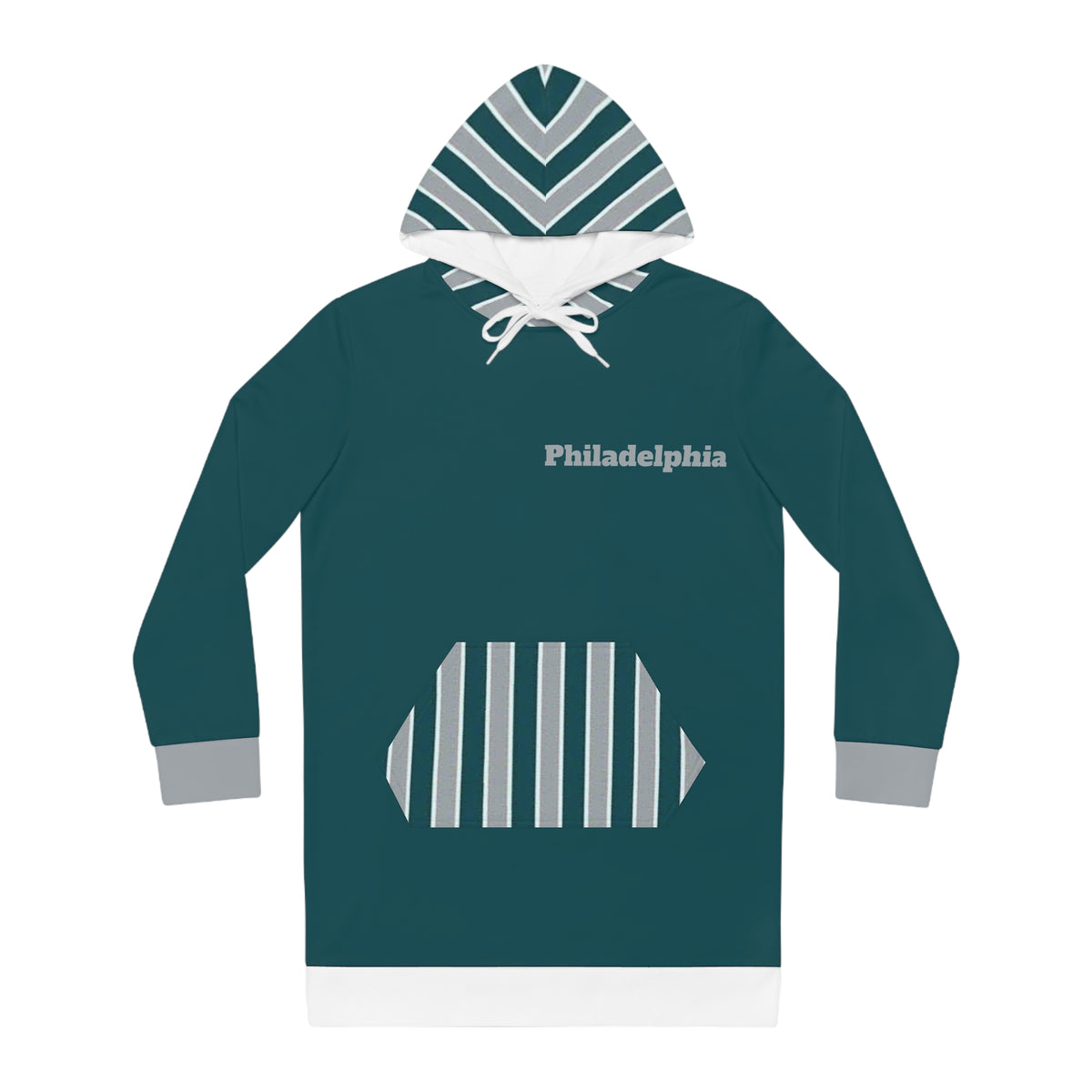 Green and Grey Women's Hoodie Dress, Philadelphia Football Themed sweater dress,  Philadelphia Women's hoodie,  cute sweater dress, gift