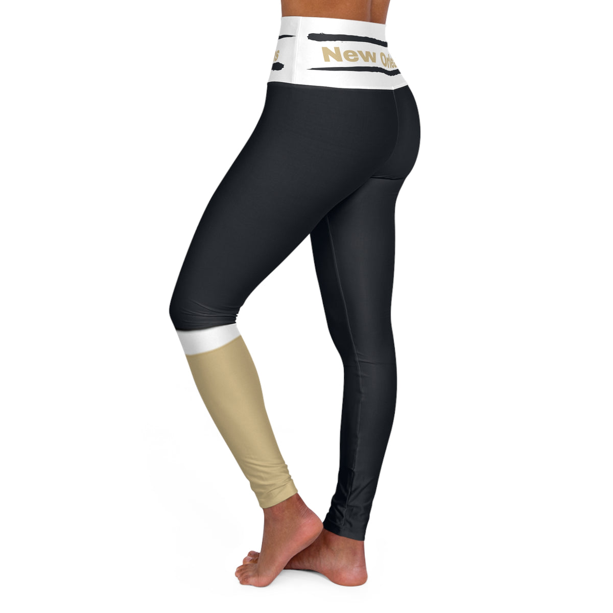 New Orleans Football Themed High Waisted Yoga Leggings