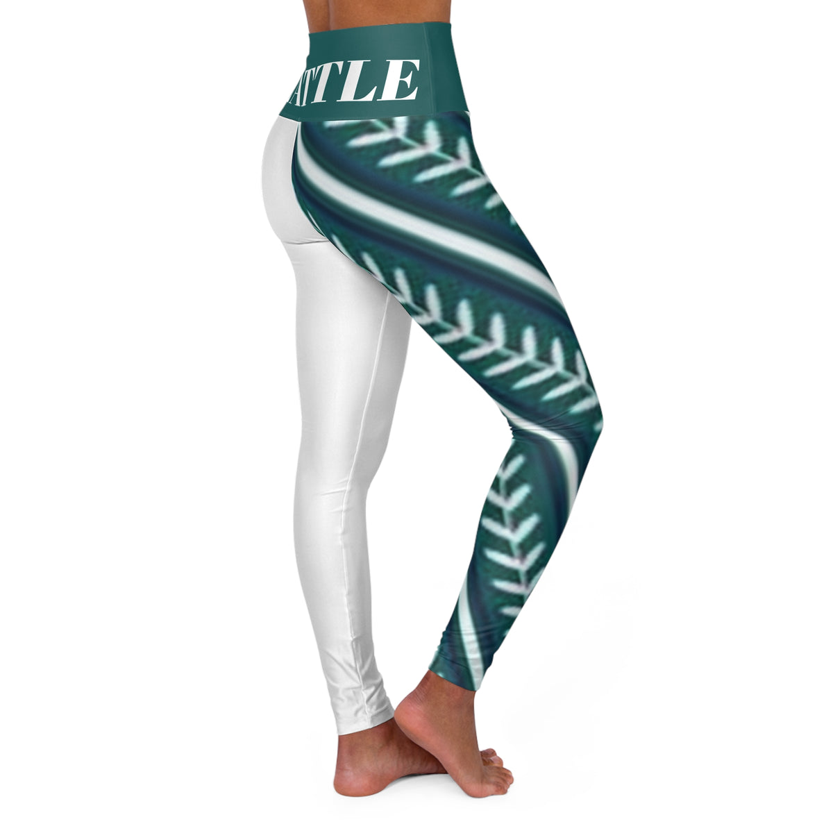 Seattle Baseball Themed Women's High Waisted Yoga Leggings