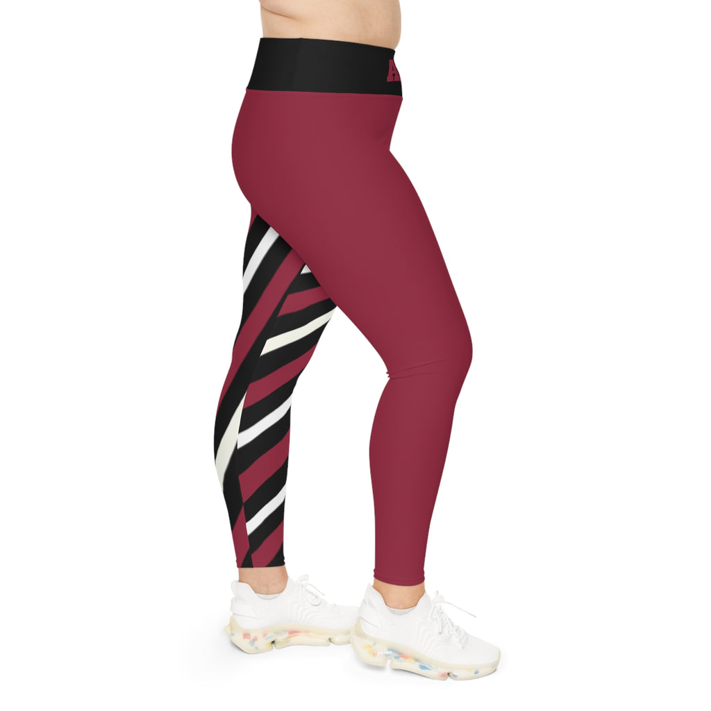 Stylish Plus Size Leggings with Red, Black and White Stripes, Arizona Football Themed Leggings, Plus Size Apparel, Cute Leggings, Gift