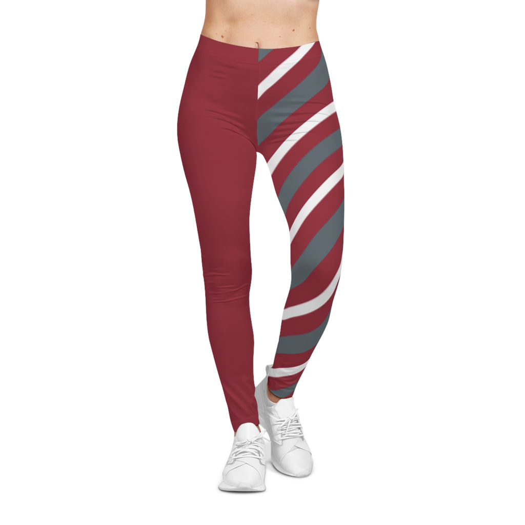 Crimson and Grey Striped Leggings for Women, WSU Themed Leggings, Cougars themed Leggings, School spirit, Cute yoga pants, gift