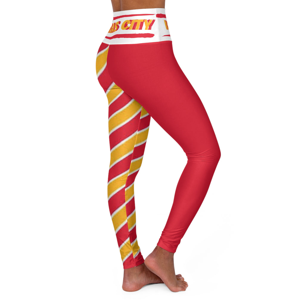 Kansas City Football Themed High Waisted Yoga Leggings