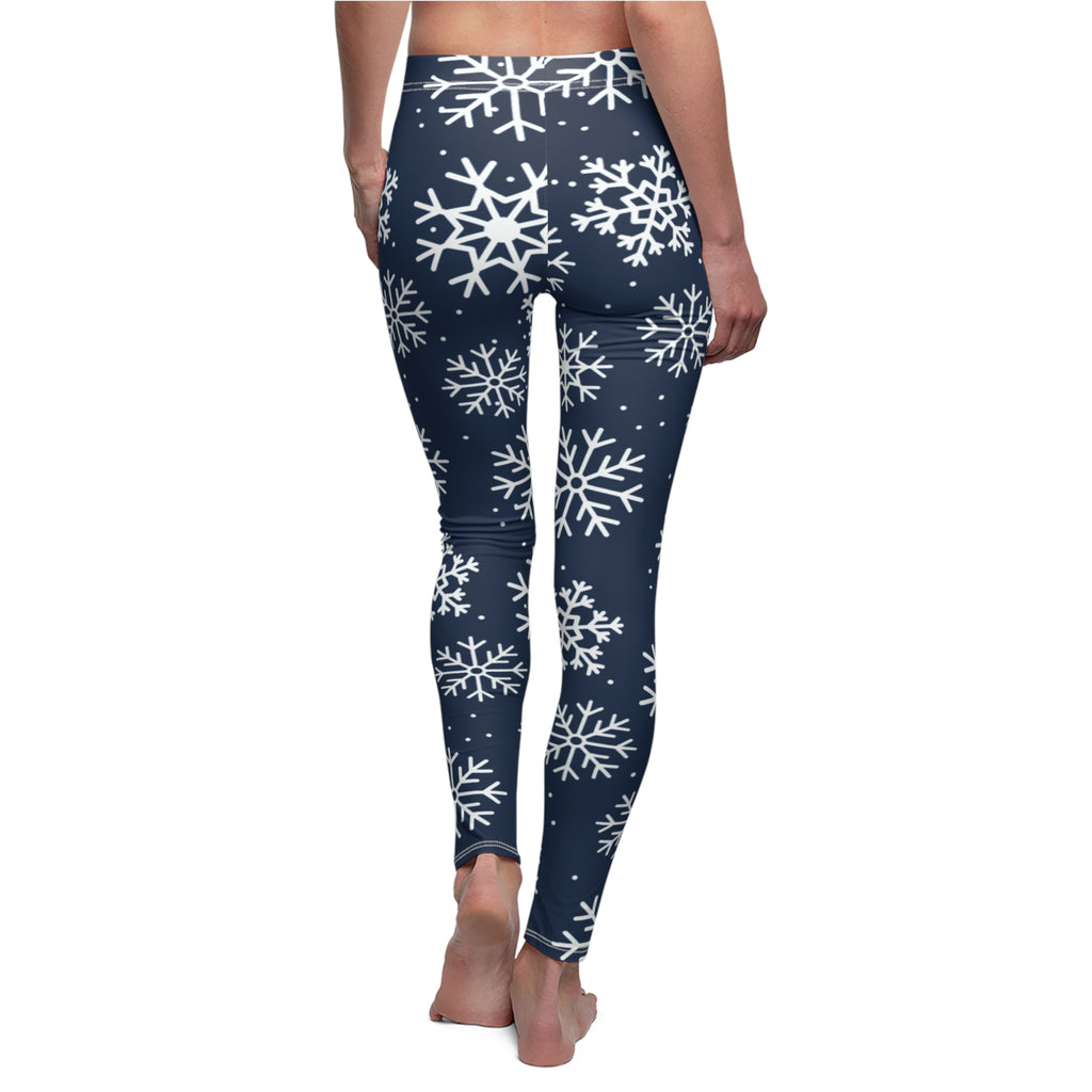 Blue and White Snowflakes Leggings, Winter Snowflake Pattern Leggings, Dallas football themed leggings, Women's yoga pants, game day pants