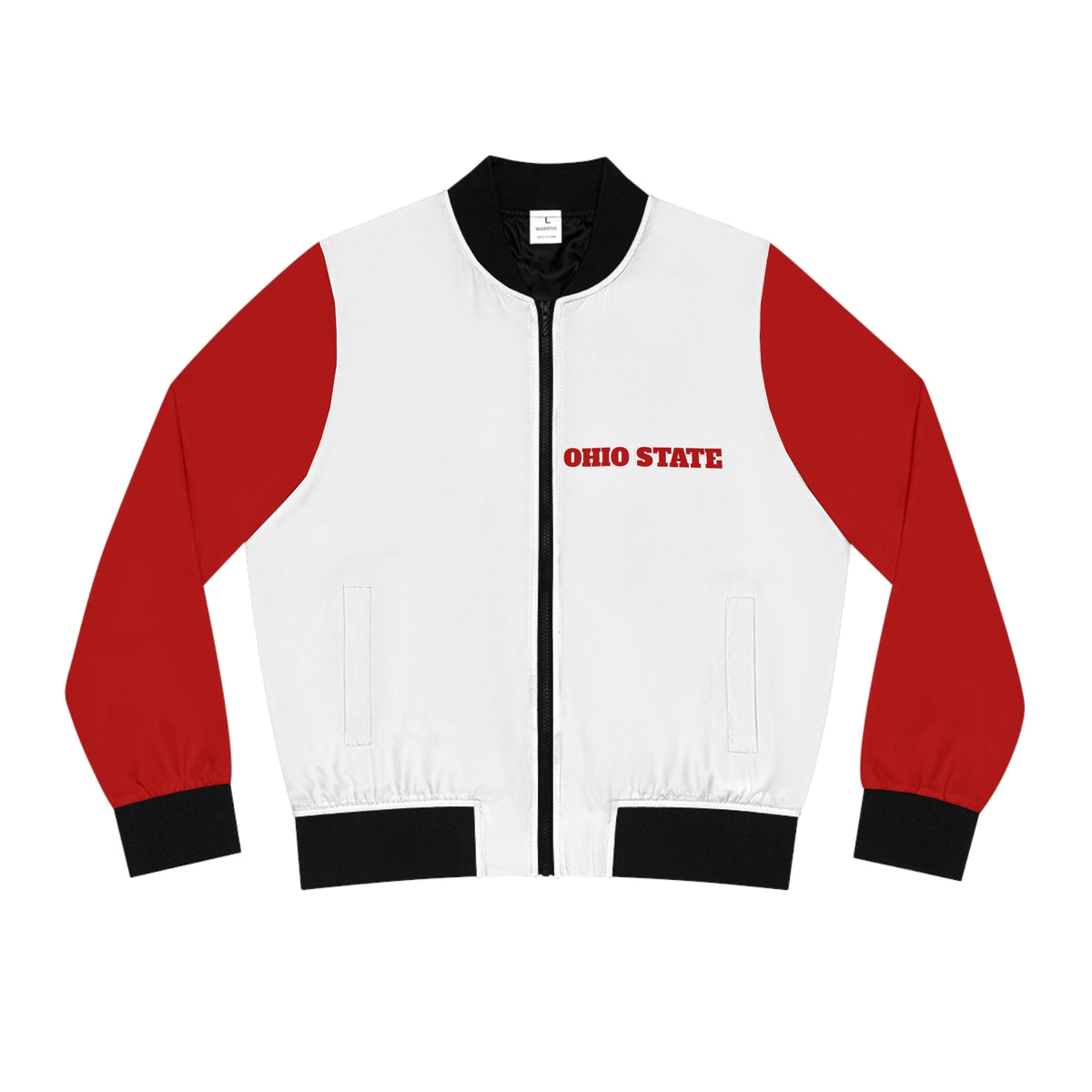 Red and White Women's Bomber Jacket, Game Day Jacket, Ohio State Themed, College Sports Fashion, Tailgating Outfit, Gift