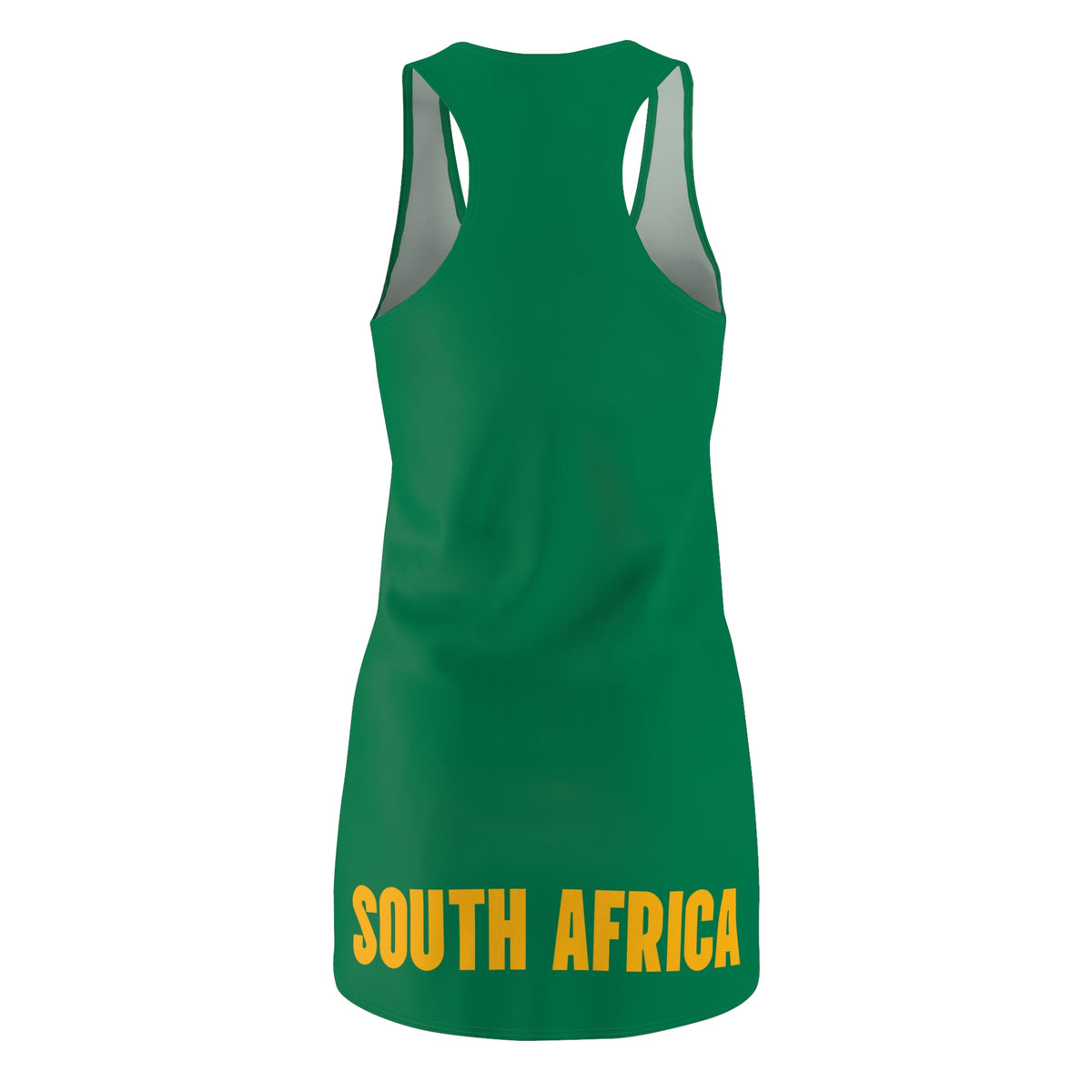 South Africa flag Racerback Dress, green and gold dress, south africa football, soccer fan dress, South African pride dress,  world cup 2026