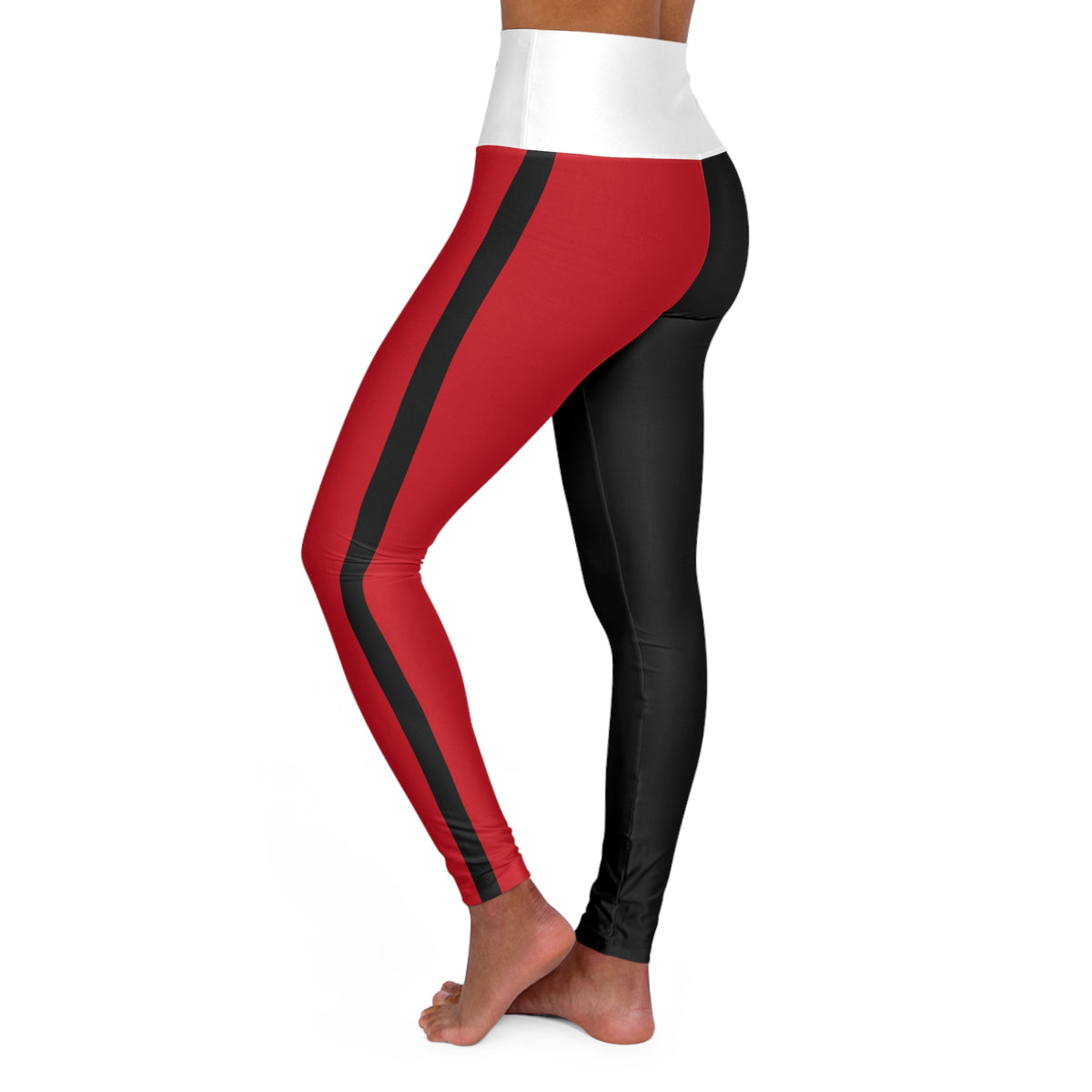 New Jersey Hockey Themed High Waisted Yoga Leggings, Devils Leggings, cute yoga pants, Women's Leggings,  gift