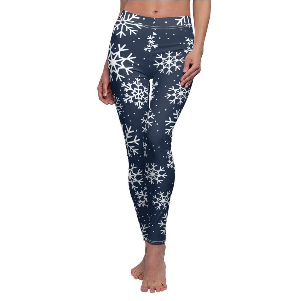 Blue and White Snowflakes Leggings, Winter Snowflake Pattern Leggings, Dallas football themed leggings, Women's yoga pants, game day pants