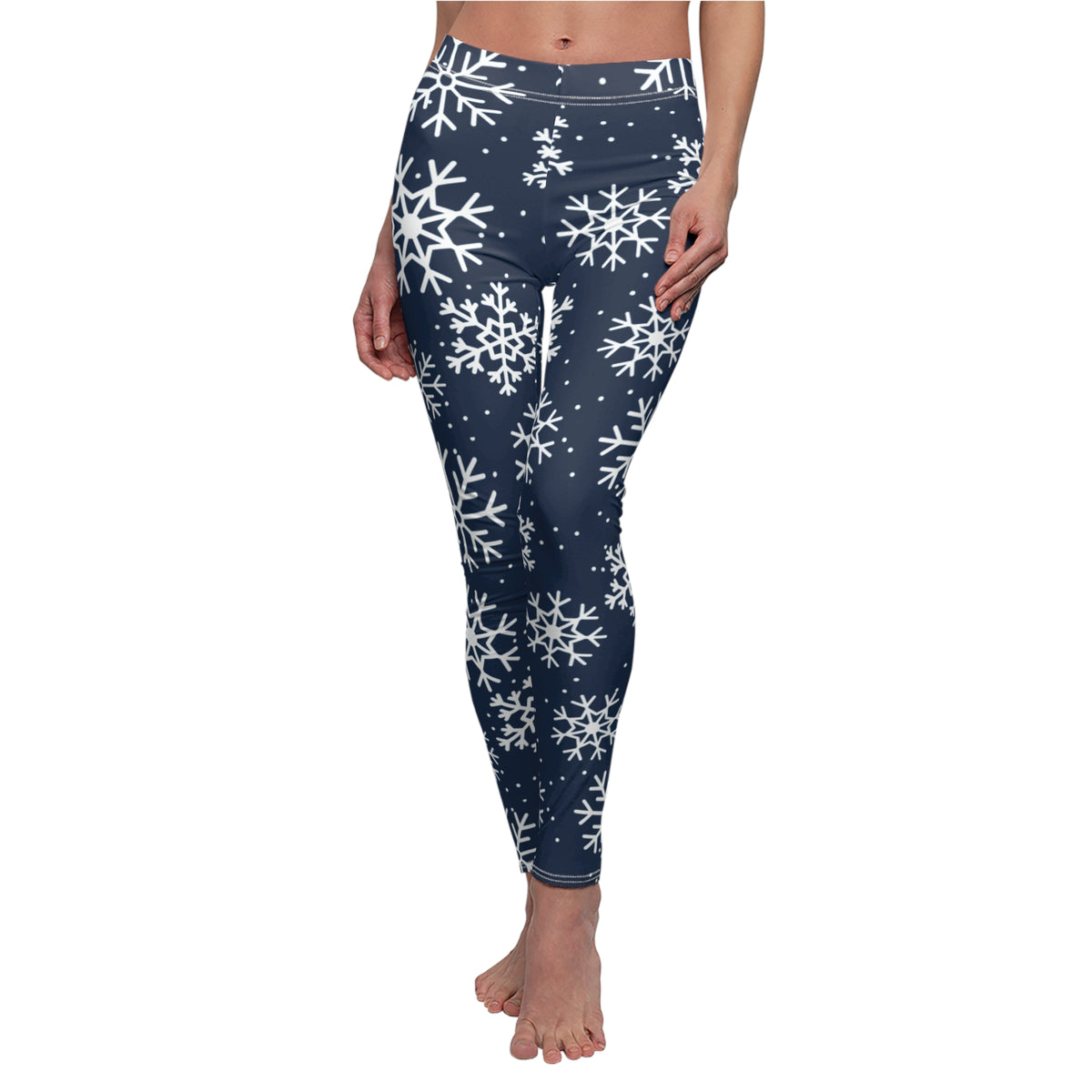 Blue and White Snowflakes Leggings, Winter Snowflake Pattern Leggings, Dallas football themed leggings, Women's yoga pants, game day pants