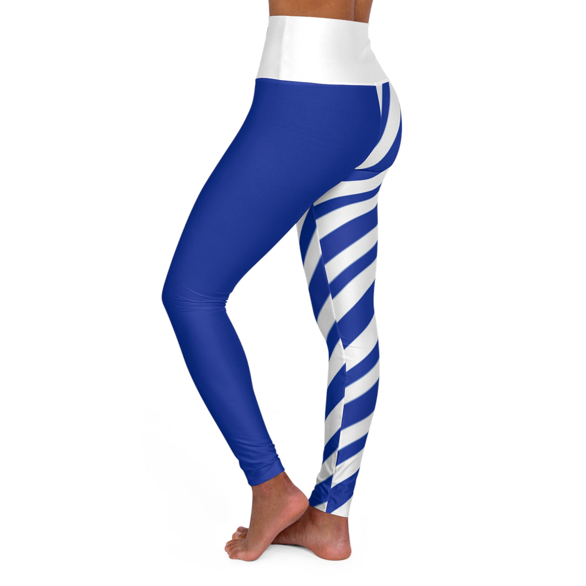 Blue and White Striped High Waisted Yoga Leggings, University of Kentucky Themed Leggings, Women's Leggings, School Spirit, Gift