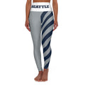Seattle Striped  Leggings, high waisted leggings, gray navy leggings, Seattle Football fan leggings, cute yoga pants, football fan gear,
