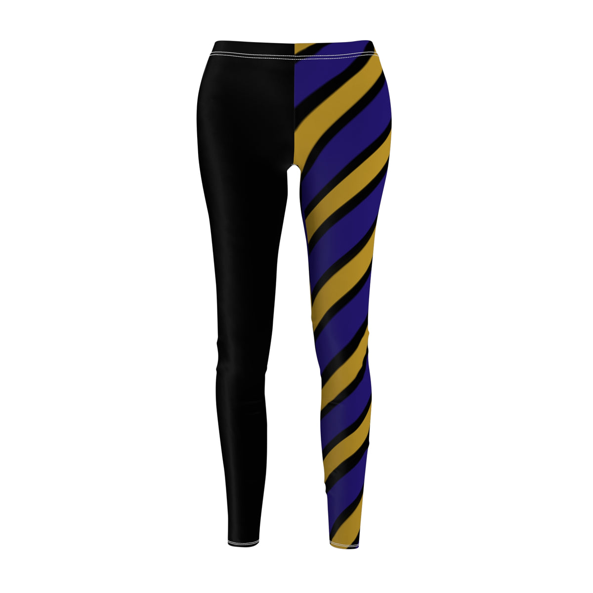 Bold Striped Women's Casual Leggings, Black and Purple leggings, Comfortable Fashion, Baltimore Football Themed Leggings, Gift for Her,